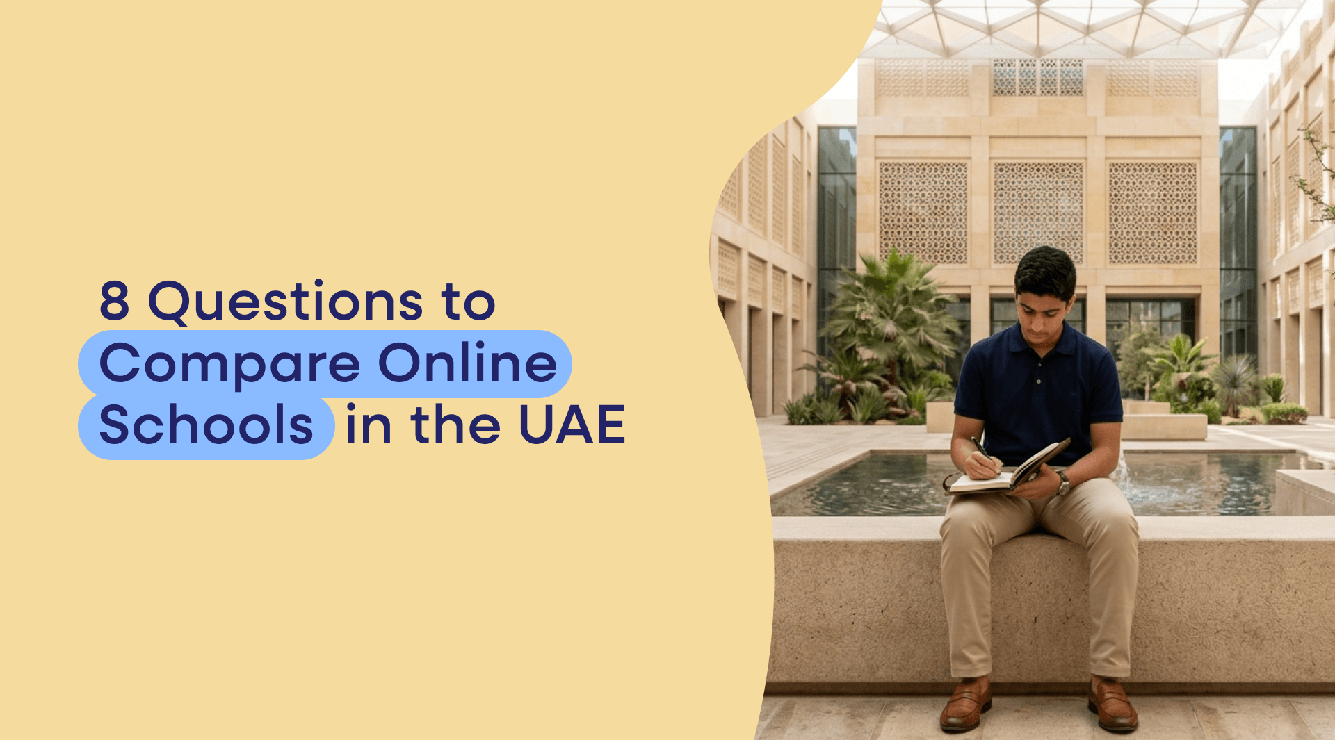 The best way to compare online schools in the UAE is to ask every provider the same eight questions: Is teaching live or self-paced? Does the live schedule fit your time zone? Which curriculum and qualifications does it offer? Can exams be sat in the UAE? How large are classes and how strong is teacher support? What happens when a child struggles? How does it handle relocations? And what is the total cost? For expat families, the schools worth choosing are those that answer all eight clearly — delivering a flexible, recognised education (such as the Pearson Edexcel British curriculum) that fits a mobile life. This skimmable guide explains each question and what a good answer looks like.