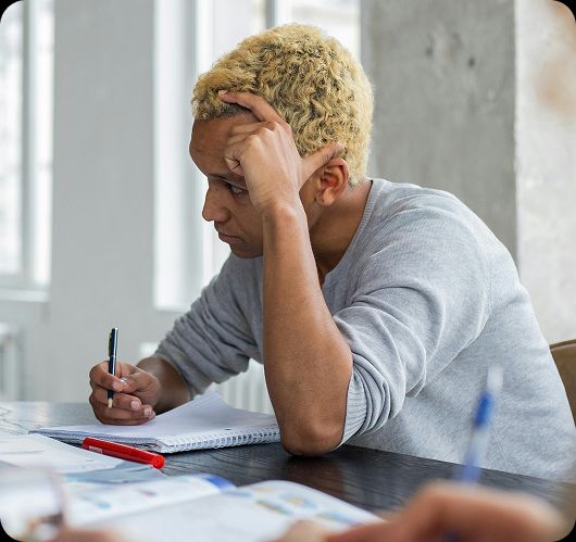 A focused teenage student studying independently, representing self-driven international learners who thrive with Teneo Online School